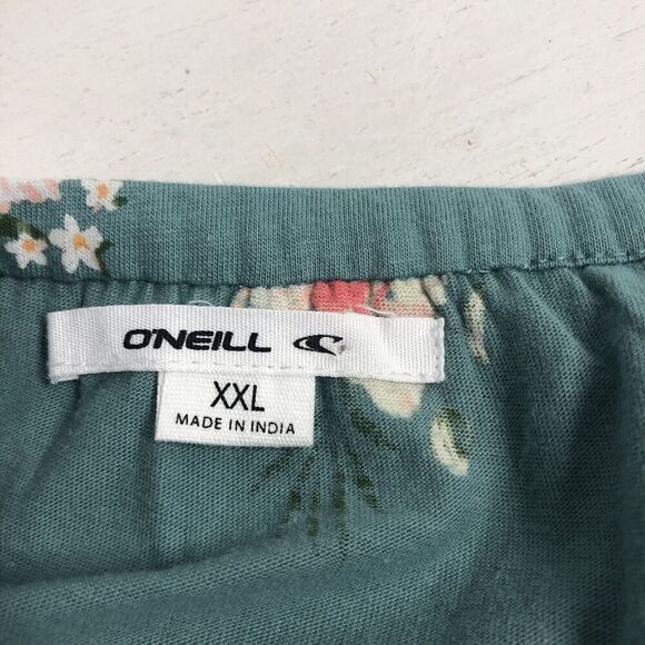 O'Neill Dress Womens 2X Green Floral Ruffle Kole Strapless Off Shoulder Maxi - Picture 11 of 13